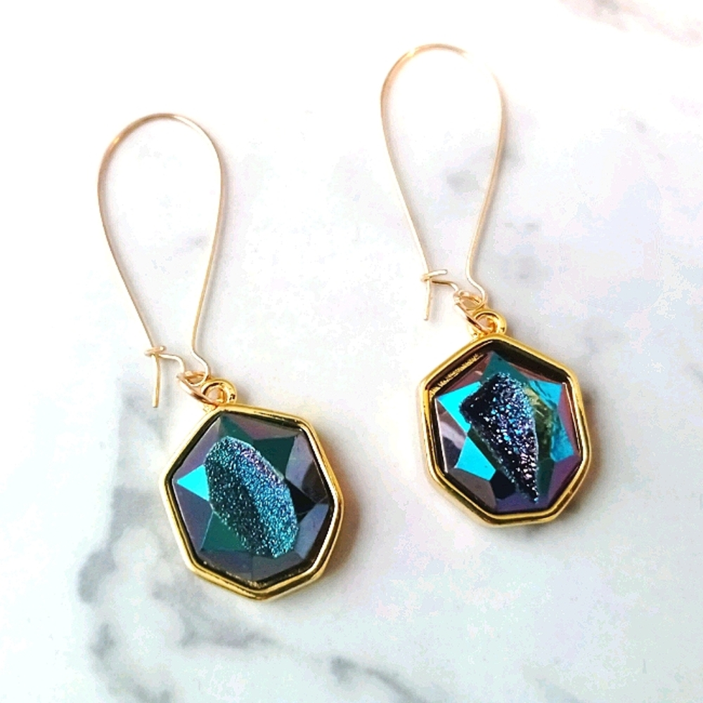 18K Gold Plated Geod Style Wire Earrings